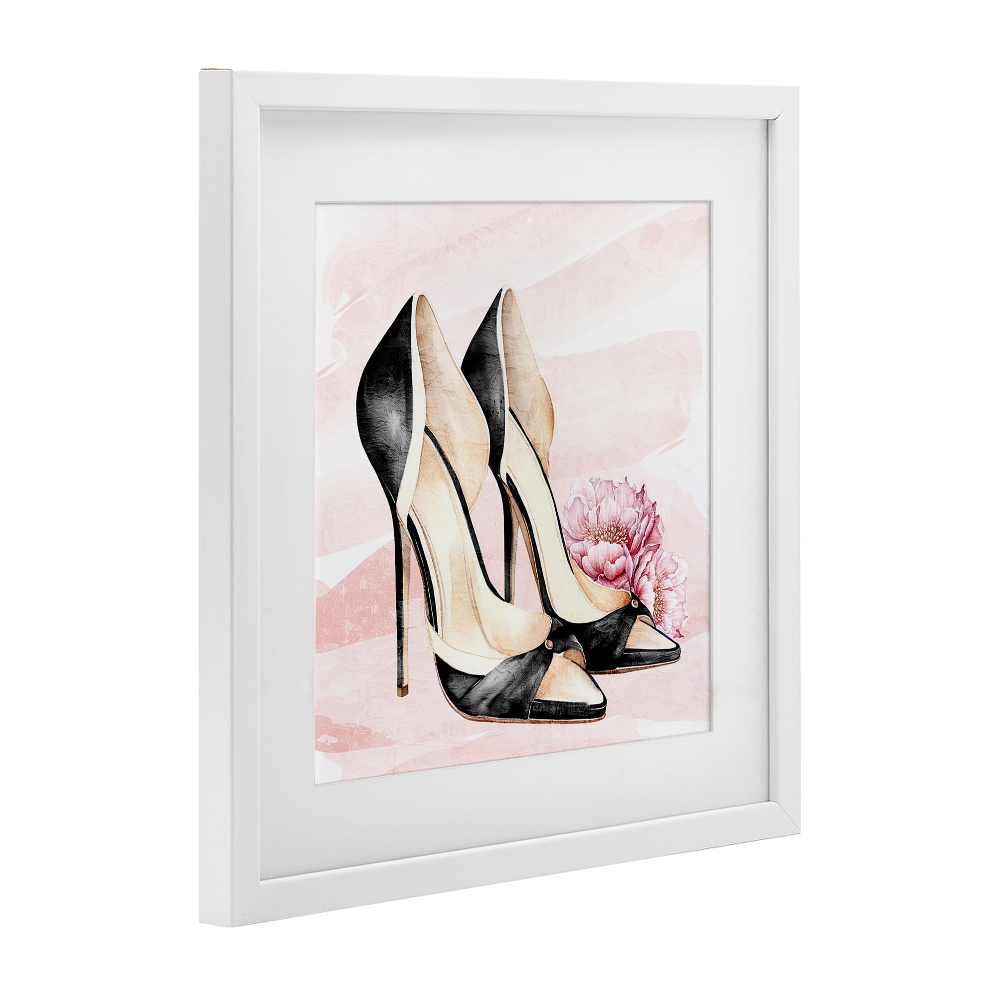 Stupell Industries Blush Glam Time Shoes White Framed Print Under Glass, design by Kim Allen