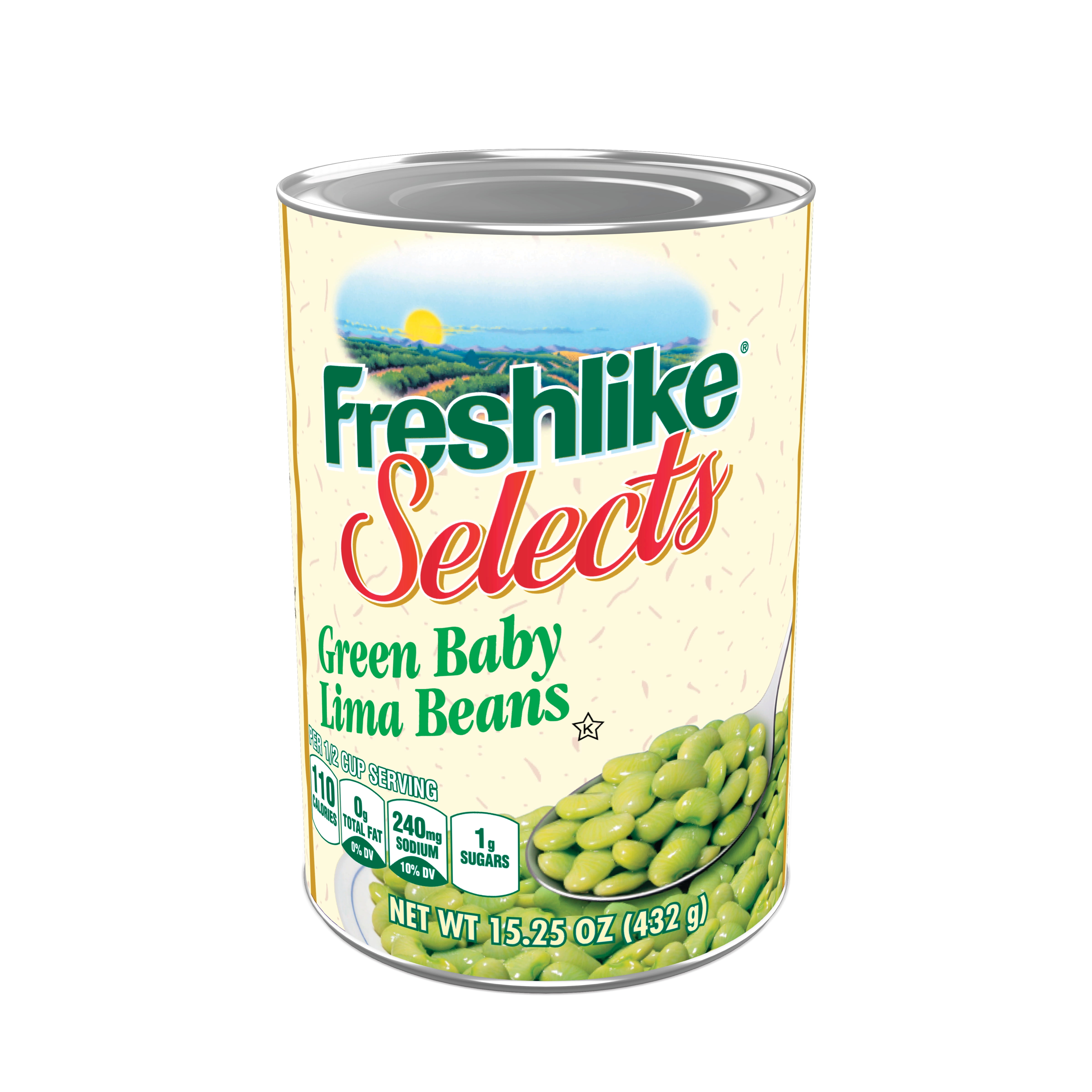 Freshlike Selects Green Baby Lima Beans, 15.25 oz Can