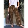 thumbnail image 5 of Polka Dot Pants Women Y2K Print High Waisted Drawstring Wide Leg Pants Vintage Boyfriend Pants Dark Brown XL, 5 of 9