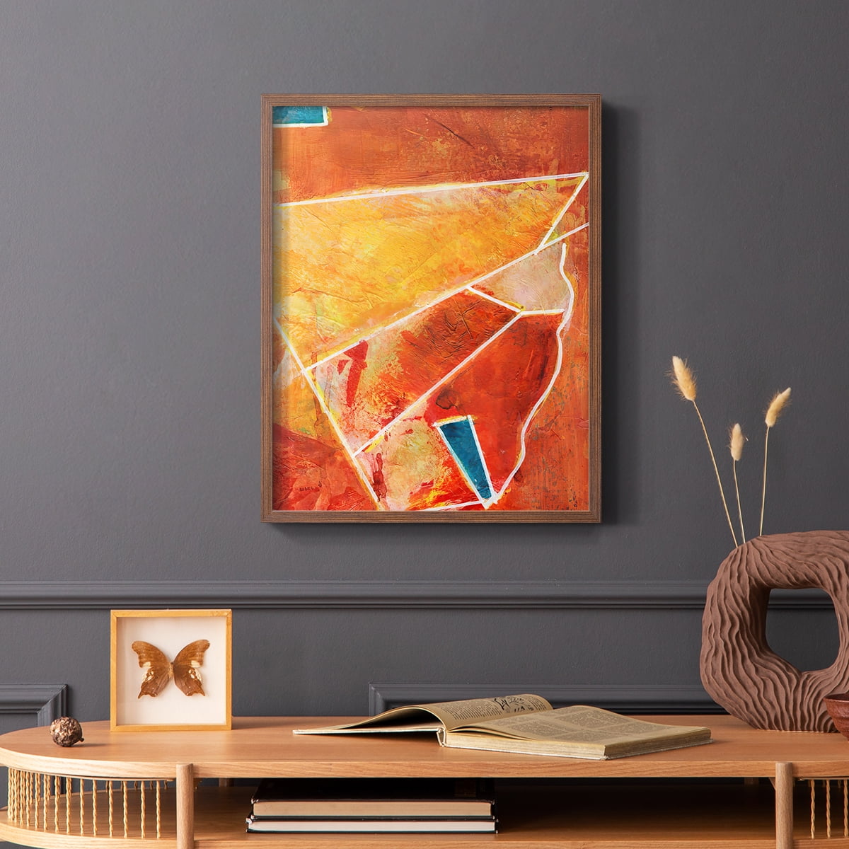 Primary Connection III Framed Print in Brown Solid Wood Framed Print No Nail Hanging