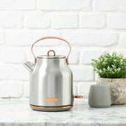 Open Box Haden Heritage 1.7L Stainless Steel Retro Electric Kettle, Steel/Copper