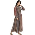 thumbnail image 5 of Black Abstract Printed Chiffon Flared Maxi Dress With Buttons., 5 of 5