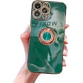 thumbnail image 2 of Case for iPhone 11 Ring Holder Case with Diamond Shiny Plating Rose Gold Edge Built-in 360 Rotation Magnetic Kickstand for Women Girls Slim Soft TPU Protective Cover Case 6.1 Inch, Green, 2 of 9