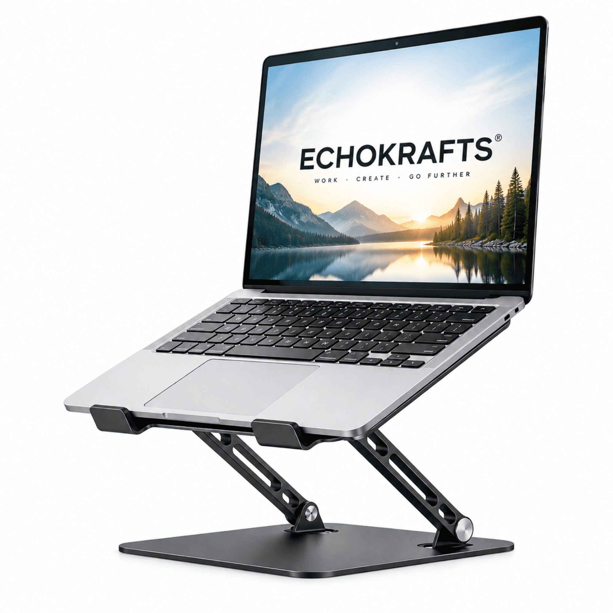 Adjustable Laptop Stand for Desk Sturdy Aluminum Alloy Laptop Holder Foldable Portable Laptop Riser for 10-16 Inch Laptops Notebooks & Tablets Black