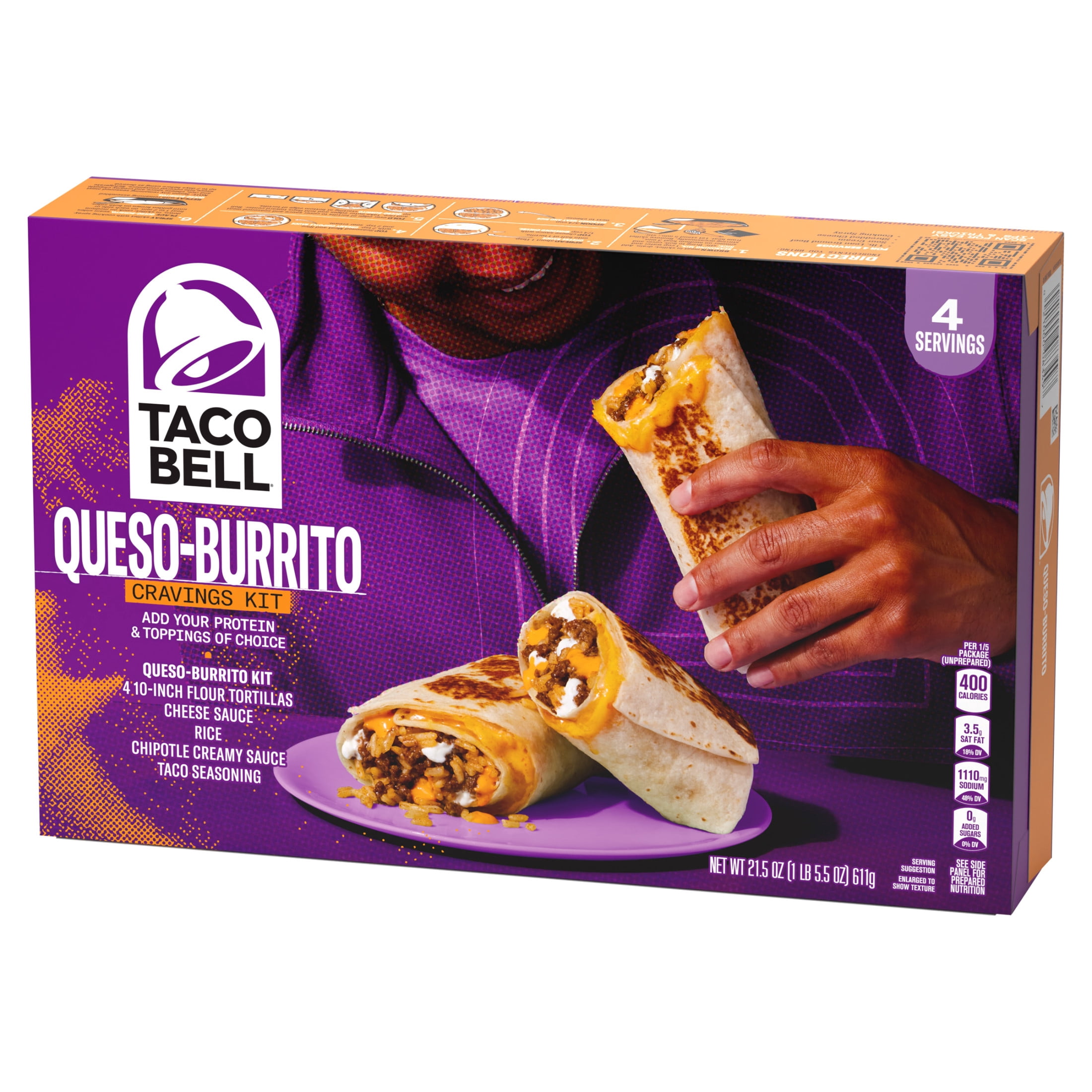 (3 pack) Taco Bell Queso-Burrito Cravings Kit, 21.5 oz Box