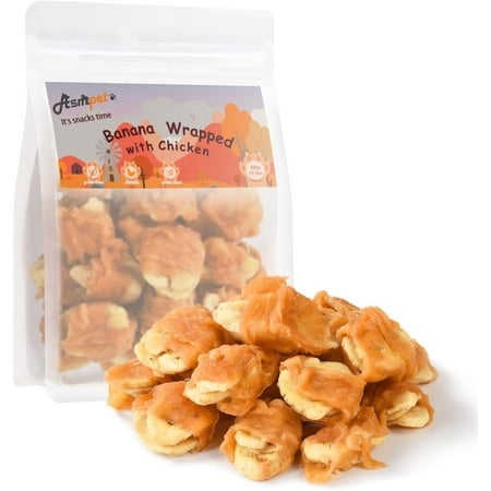 ASMPET Chicken Jerky and Banana Dog Treats Rawhide Free Snacks Grain Free Treats for Small Medium Large Dogs 11oz