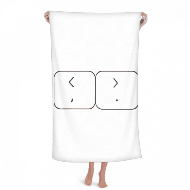 Keyboard Symbol Brackets Art Deco Fashion Hand Towel Bath Facecloth Soft Cotton Washcloth