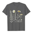 thumbnail image 5 of JTZGDY Summer Tops for Women Cute Floral Printed Short Sleeve Crewneck Graphic T-Shirts Loose Soft Cotton Basic Tunic Blouse A#16-Gray L, 5 of 6