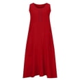 thumbnail image 7 of VEKDONE Women's Cotton Linen Dress Casual Loose Fit Sleeveless Long Dress Plain Flowy Tank Dress Solid Color Baggy Maxi Dresses with Pockets Red XL, 7 of 7