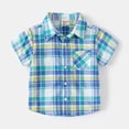 thumbnail image 4 of WOLLED 1-6T Baby Toddler Boys Plaid Lapel Shirt Summer Short Sleeve Shirt Button down Casual Shirt Tops, 4 of 11
