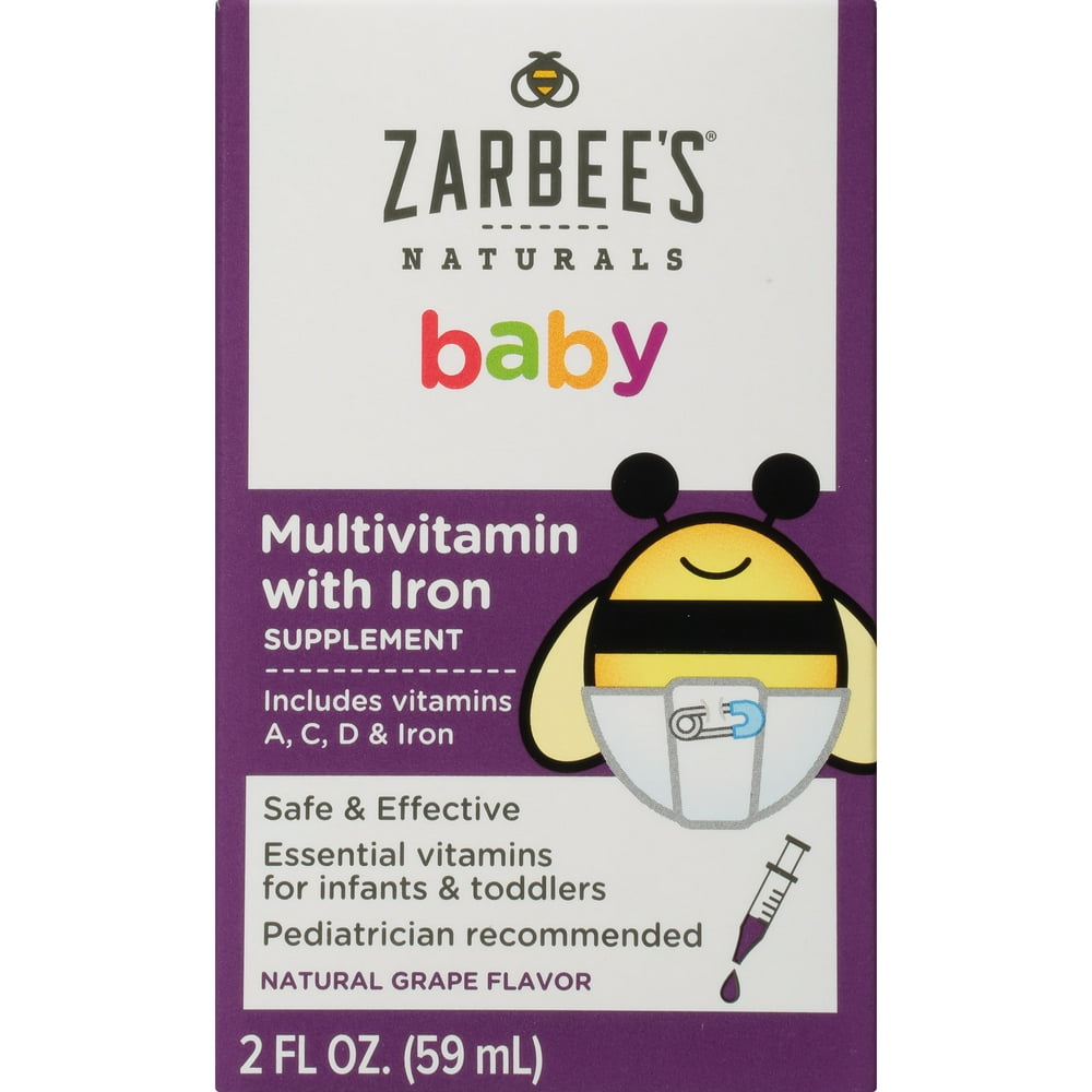 Zarbee's Naturals Baby Multivitamin with Iron Supplement, Grape, 2 fl