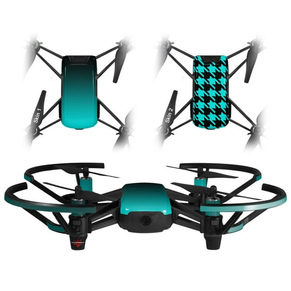 Skin Decal Wrap 2 Pack for DJI Ryze Tello Drone Smooth Fades Neon Teal Black DRONE NOT INCLUDED