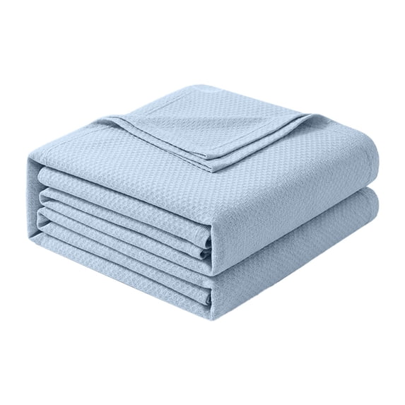 Cotton Waffle Weave Throw Blanket, Soft Lightweight Breathable Cozy Washed, Luxury Layer Blanket for Couch Bed Sofa, Farmhouse Home Decor for Adult All-Season