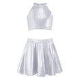 thumbnail image 3 of Miutii Girls 2 Piece Dance Outfits Shiny Skirt And Top Set Cheer Outfit for Stage Performance Hip-hop White 2-6, 3 of 5