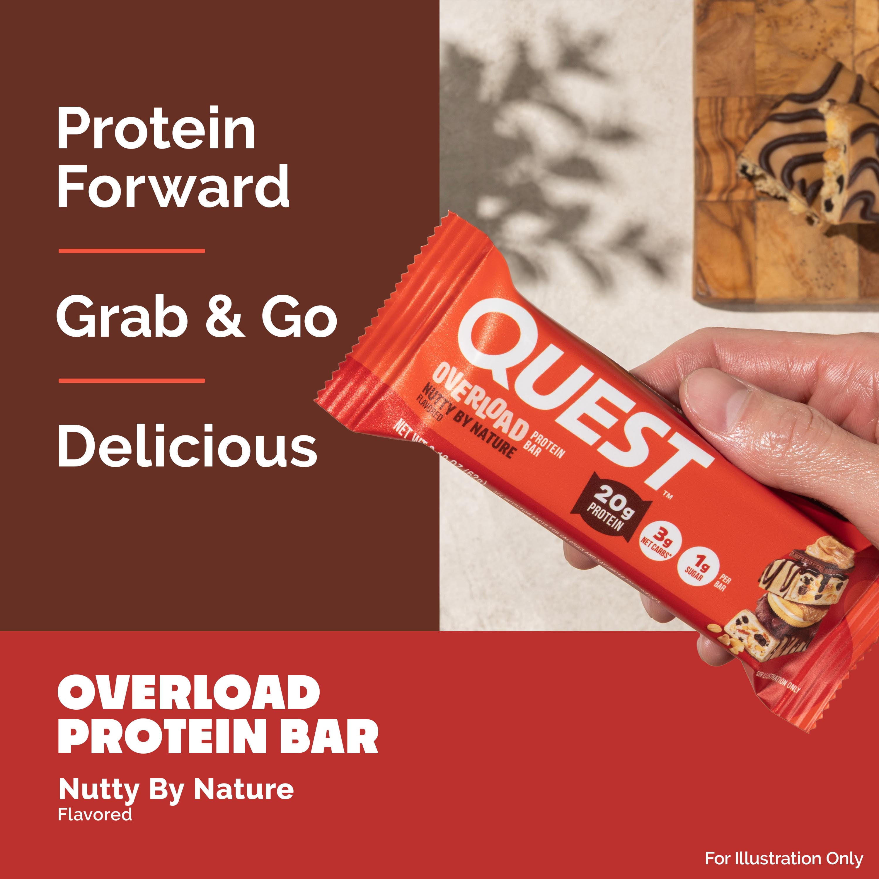 Quest Overload Protein Bars, Nutty by Nature Flavor, 20g of Protein, 12 Count