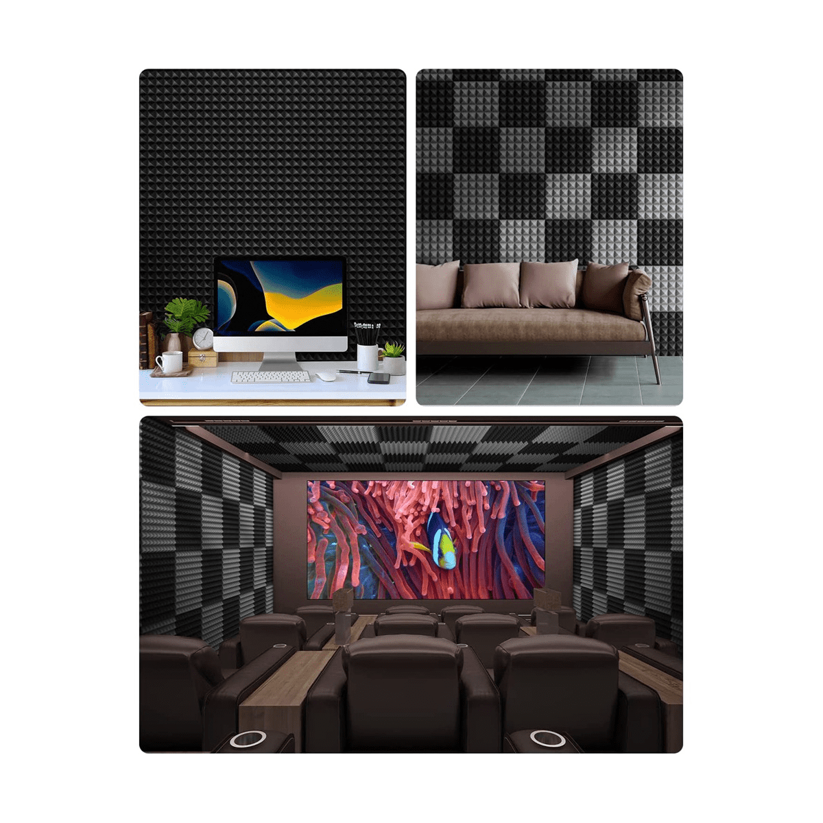 ESSISH Self-Adhesive Sound Proof Foam Panels, Fast Expand Acoustic Panels, 24 Pack