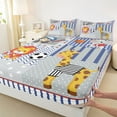 thumbnail image 3 of Feelyou Cute Lion Giraffe Queen Sheet Sets, Jungle Wildlife Sport Meeting Flat Sheet, Cartoon Animal Theme Queen Fitted Sheet, Luxury Bedroom Decor, 4pcs, 3 of 7
