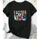 thumbnail image 5 of Women's "Easter Vibes" Bunny Graphic T-Shirt - Black, Casual Round Neck Short Sleeve Tee with Colorful Easter Egg and Rabbit Design, Soft Polyester Blend, Perfect for Spring Celebrations Tee For Adul, 5 of 5