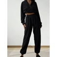 thumbnail image 4 of Womens 2 Piece Outfits Lounge Sets -Fleece Half Zip Pullover and Baggy Sweatpants with Pockets Black S, 4 of 7
