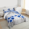 thumbnail image 3 of Homewish Boys Girls Blue Flowers 3 Pieces Queen Comforter Set,Abstract Vintage Ultra Soft Bedding Sets,Spring Garden Bedding Comforter Set Breathable,Microfiber Bedroom Decor, 3 of 8