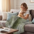 thumbnail image 4 of Sage Green Throw Blanket for Couch,Lightweight Flannel Fleece Blanket,Retro Oil Painting Modern Abstract Art Aesthetics Microfiber Plush All Season Decorative Blankets for Sofa Office Lap 30"x40", 4 of 9
