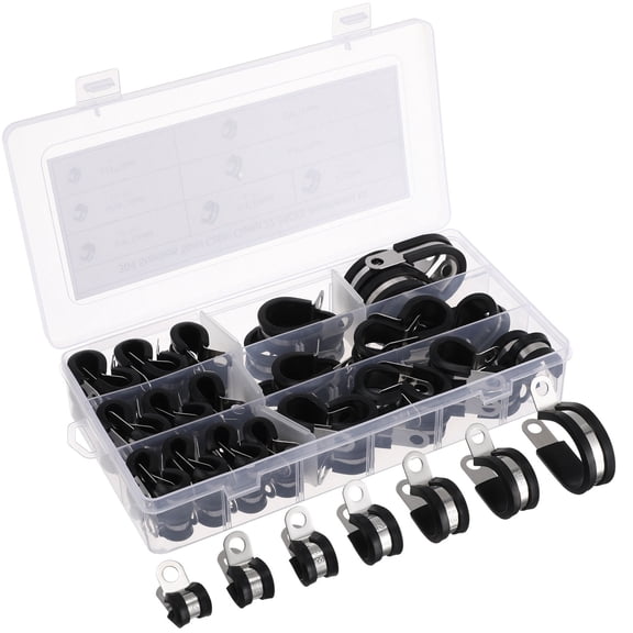TEHAUX 72-Piece Black Stainless Steel U Bracket Conduit Clamps for and Pipe and Cable Support