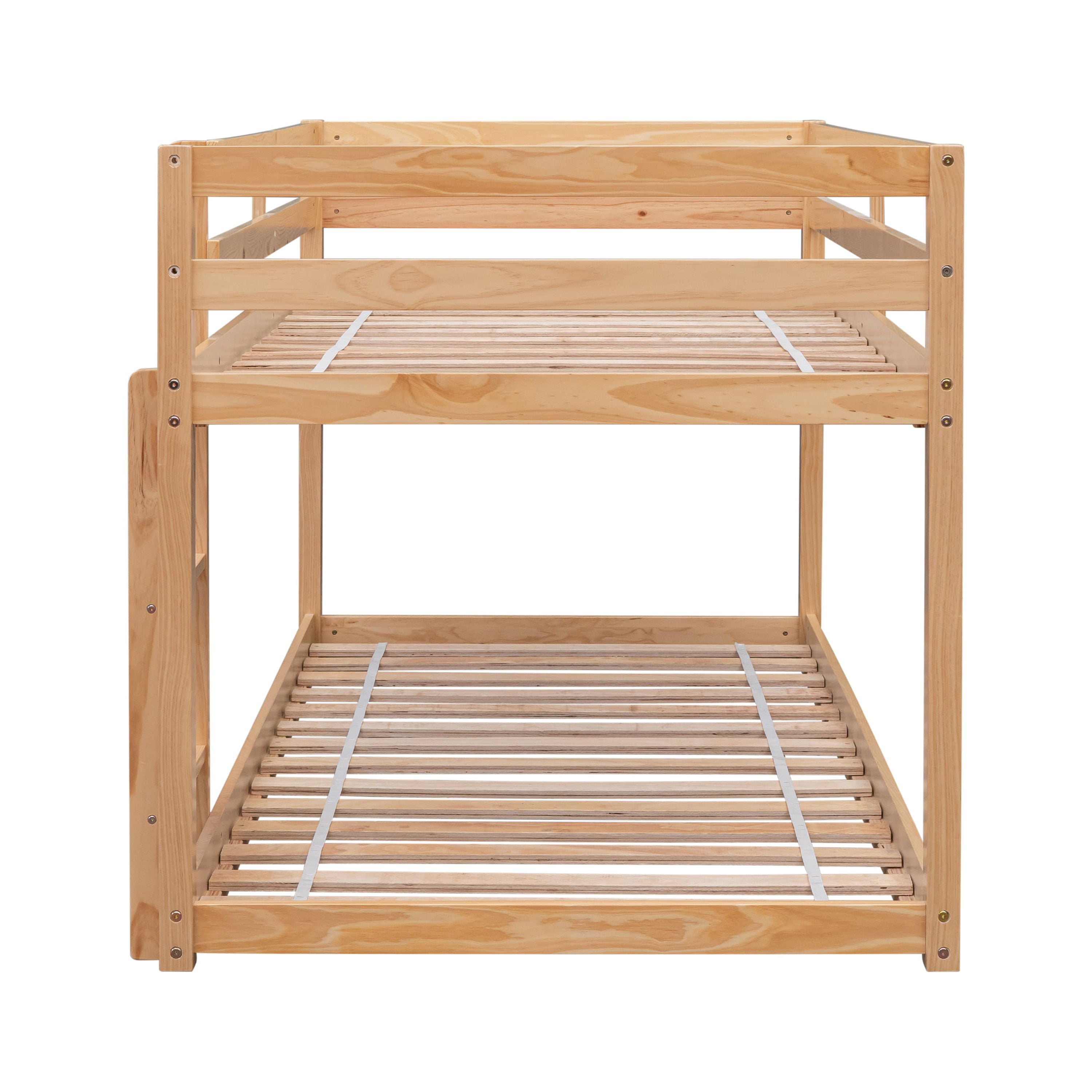 Miniyam Wood  Twin over Twin Low Bunk Bed for Kids, Natural