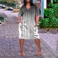 thumbnail image 2 of Plus Size Dresses Fashionable Printed V Neck Comfortable Short Sleeved Knee Length with Pockets Spring Dress Grey XXXXL, 2 of 4