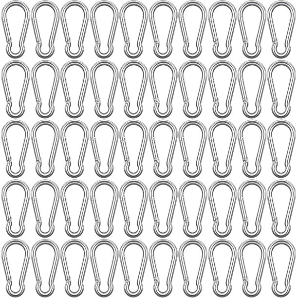 Mosquetón - Mosquetón pequeño de aluminio - Mosquetón llavero - Para mochileros, tiendas de campaña, camping y viajes - 20 unidades - 33 x 25 mm