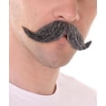 thumbnail image 3 of HPO | Adult Men's Gray Color Fake Mustache | Imperial Human Hair Cosplay Accessory, 3 of 5