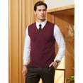 thumbnail image 3 of Kallspin Men's Vest Sweater Wool Blend Lightweight V Neck Sleeveless Pullover(Burgundy Red,X-Large), 3 of 10