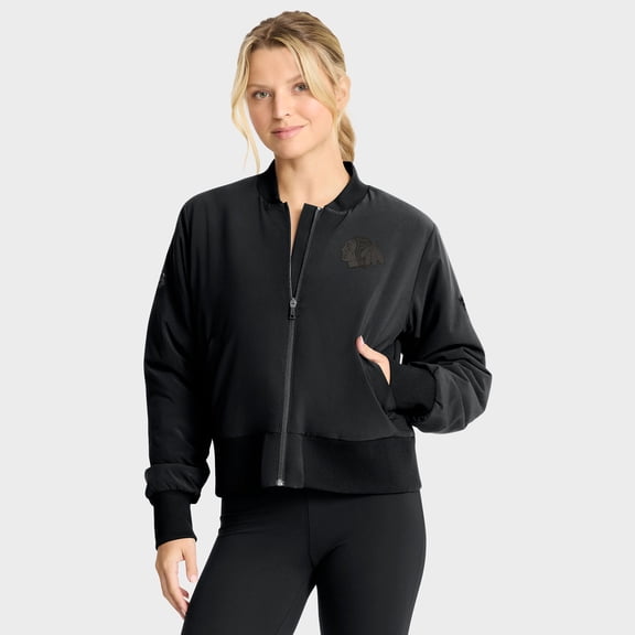 Women's Fanatics Black Chicago Blackhawks Authentic Pro Road Full-Zip Bomber Jacket