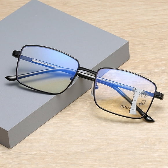 Gafas de presbicia con montura completa y protección contra la luz azul, con zoom automático, progresivas, multienfoque y patillas con resorte para hombres