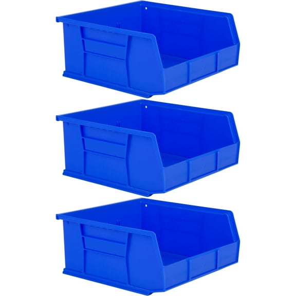 Hudson Exchange 11" x 11" x 5" (3 Pack) Plastic Stackable Storage Bin and Hanging Container, Blue