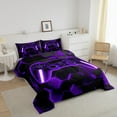 thumbnail image 3 of Erosebridal Purple Gamepad Bedding Sets Twin with Comforter, Game Player Duvet Insert, Modern Gaming Reversible Comforters & Duvets, Breathable Bedroom Decoration, 2pcs, 3 of 8