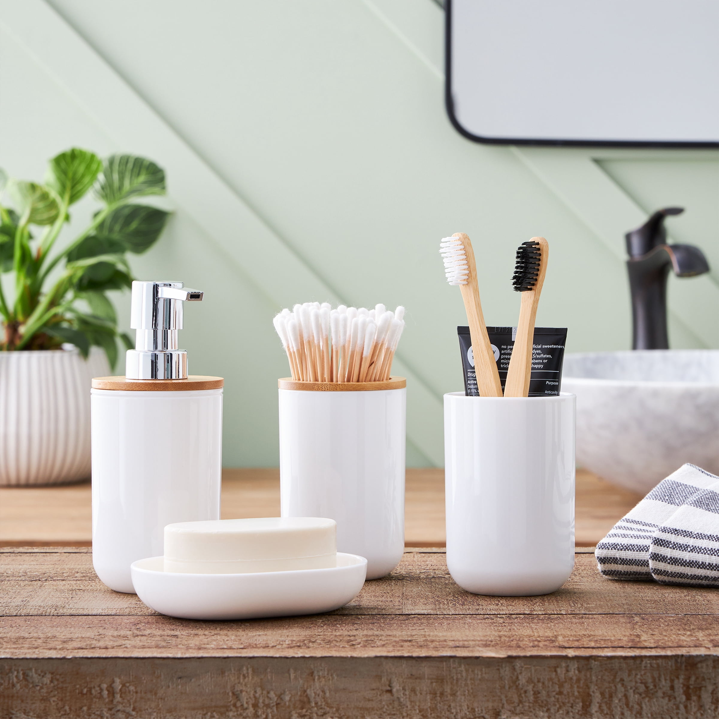Home-Complete 6-Piece Complete Bathroom Accessories Set (White)