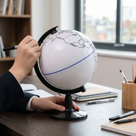 OUNONA Small Educational Globe with Dry Erase and Stand, Interactive Earth Map for Classroom, Teacher, Student Desktop Decor