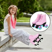 EONROACOO Pink Roller Skates for Women, Adult Light up Quad Skates(Women 7/Men 5.5)