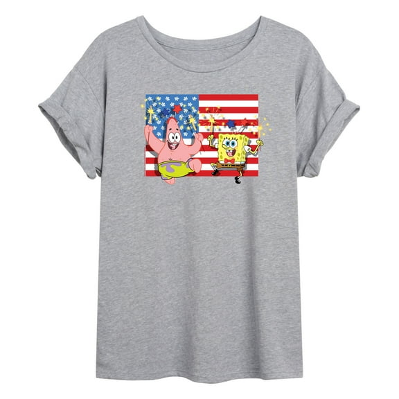 SpongeBob SquarePants - Patrick Sparkers Flag - Juniors Ideal Flowy Muscle T-Shirt