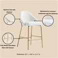 thumbnail image 4 of JERFIT 26 inch Modern White and Gold Counter Stool with Back, PU Leather Bar Stool for Kitchen Island, Breakfast Nook, 275lbs Capacity, 4 of 8