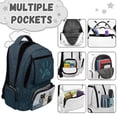 thumbnail image 7 of FKELYI Cartoon Cat Blue Print Kids Backpack 17 Inch Spacious Schoolbag with Multi-Pockets Lightweight School Bookbag Casual Daypack for Elementary Student, 7 of 7