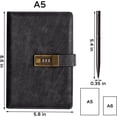 thumbnail image 5 of Diary with Lock, A5 PU Leather Journal with Lock 240 Pages, Vintage Lock Journal Password Protected Notebook with Pen and Gift Box, 8.6 x 5.8 inches, 5 of 5