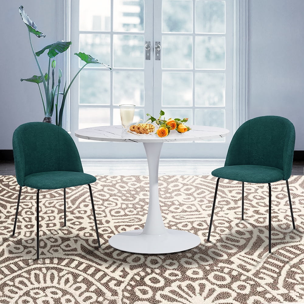 FurnitureR Dining Chair Set of 2 Fabric Upholstered Side Chair,Green