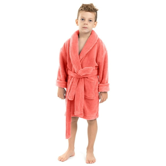 BC BARE COTTON Bare Cotton Kids Microfiber Fleece Shawl Robe - Boys - Coral - XXLarge