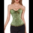 thumbnail image 2 of Corsé Moldeador con Cordones y Estampado Floral Renacentista para Mujer, Sin Mangas, con Cuello en V. Verde S, 2 of 9
