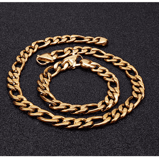 Fashion  Figaro 14K Yellow Gold Necklace Bracelet Sets for Women Men Punk Style Jewlery Sets Hot Sale Birthday Jewlery Gifts