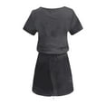 thumbnail image 4 of USSUMA Dresses for Women 2025 Casual Spring Summer Dresses Short Sleeve V Neck Casual Solid Color Dress with Pocket Tie Mid-Calf Dress Casual Dresses Comfortable Dresses Party Gray Dress Size-XXL, 4 of 4