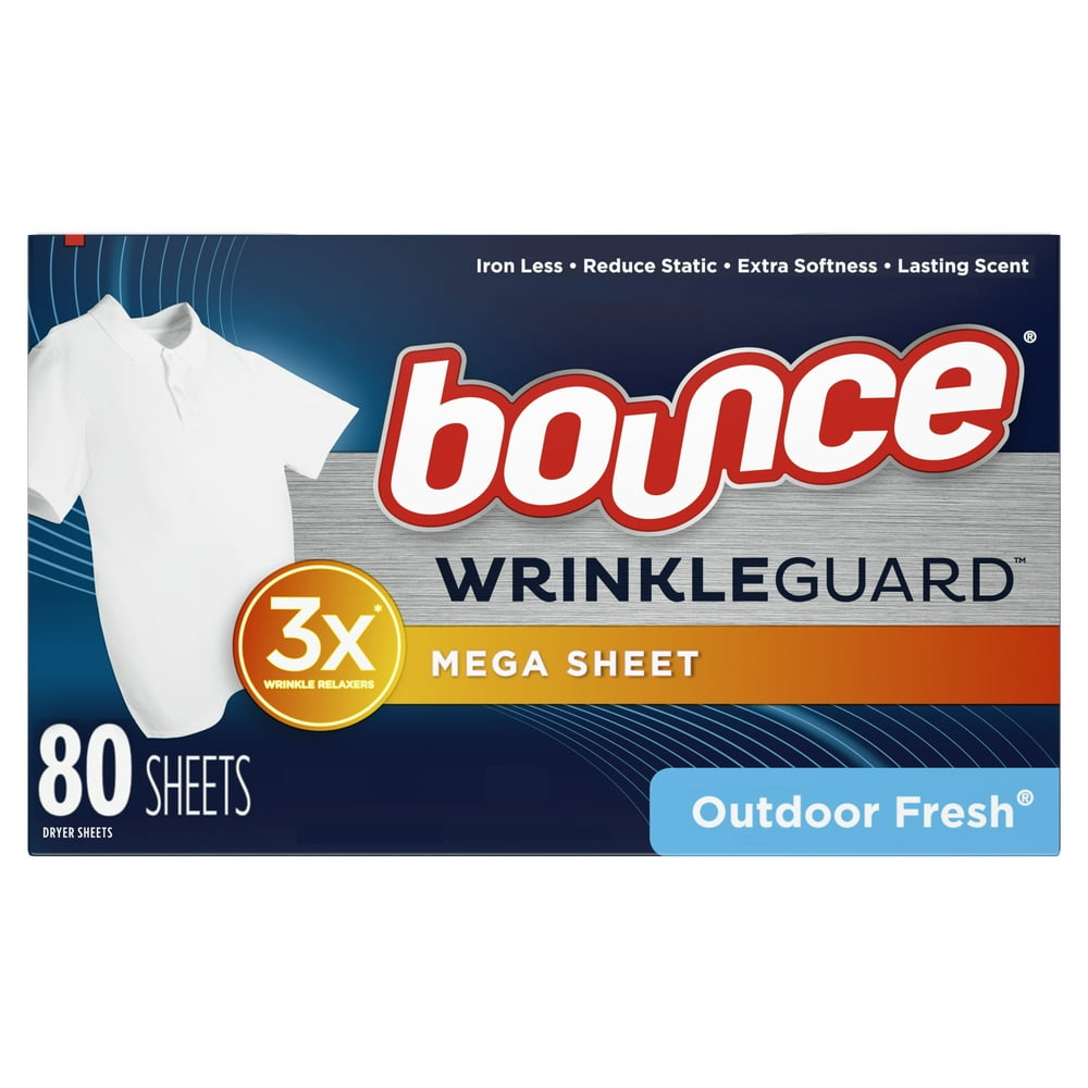 Bounce Wrinkleguard Dryer Sheets, Outdoor Fresh Scent, 80 Count