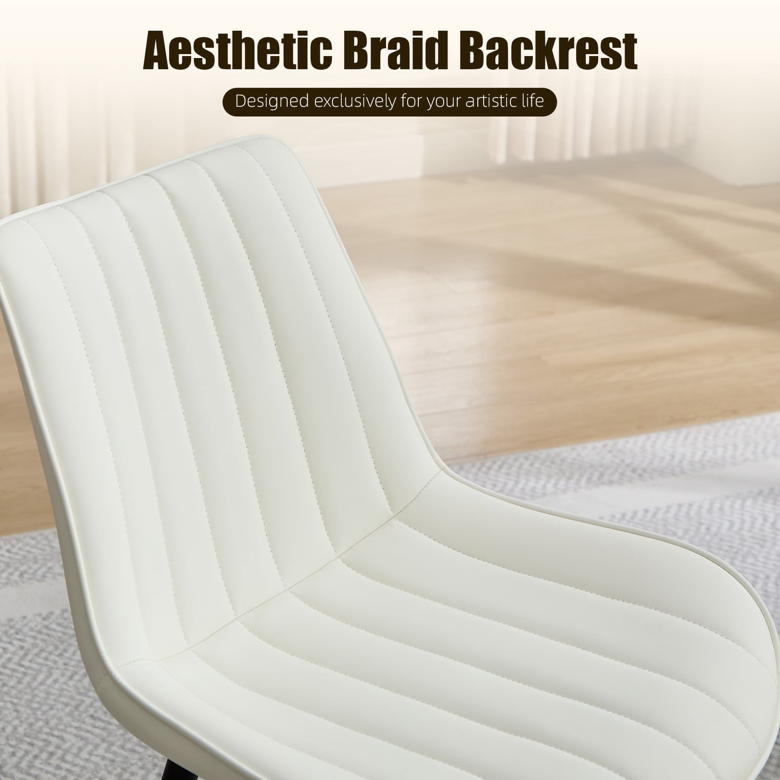 MOONMISS Modern Upholstered Dining Chairs Set of 4 with Thick Cushion,Sturdy Metal Legs,Side Chairs for Kitchen,Living Room