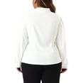 thumbnail image 3 of Agnes Orinda Women's Plus Size Dressy Casual Shirts Button Up Notch V Neck Long Sleeve Work Office Blouses Tops 1X White, 3 of 5